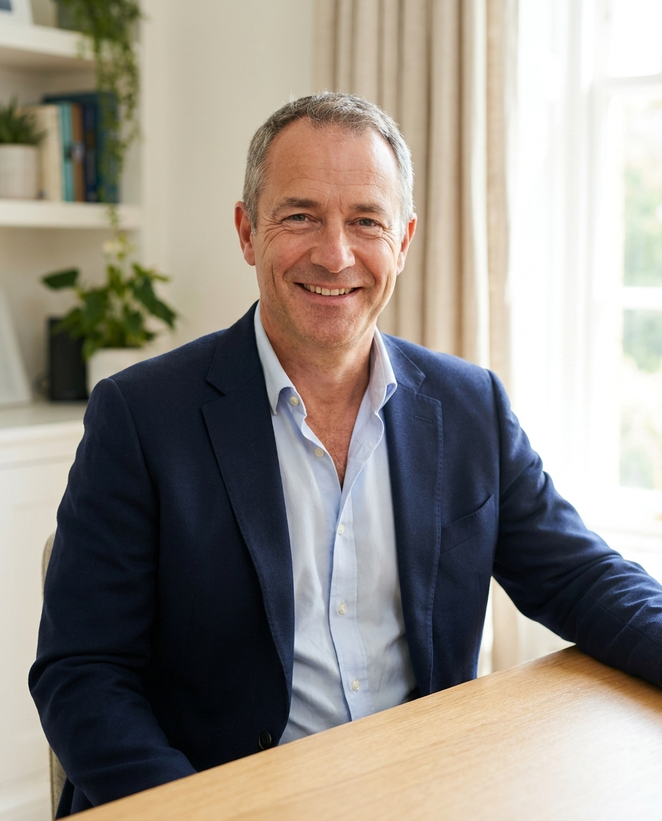 Mr Daniel Ashworth, consultant ophthalmic surgeon, at his desk