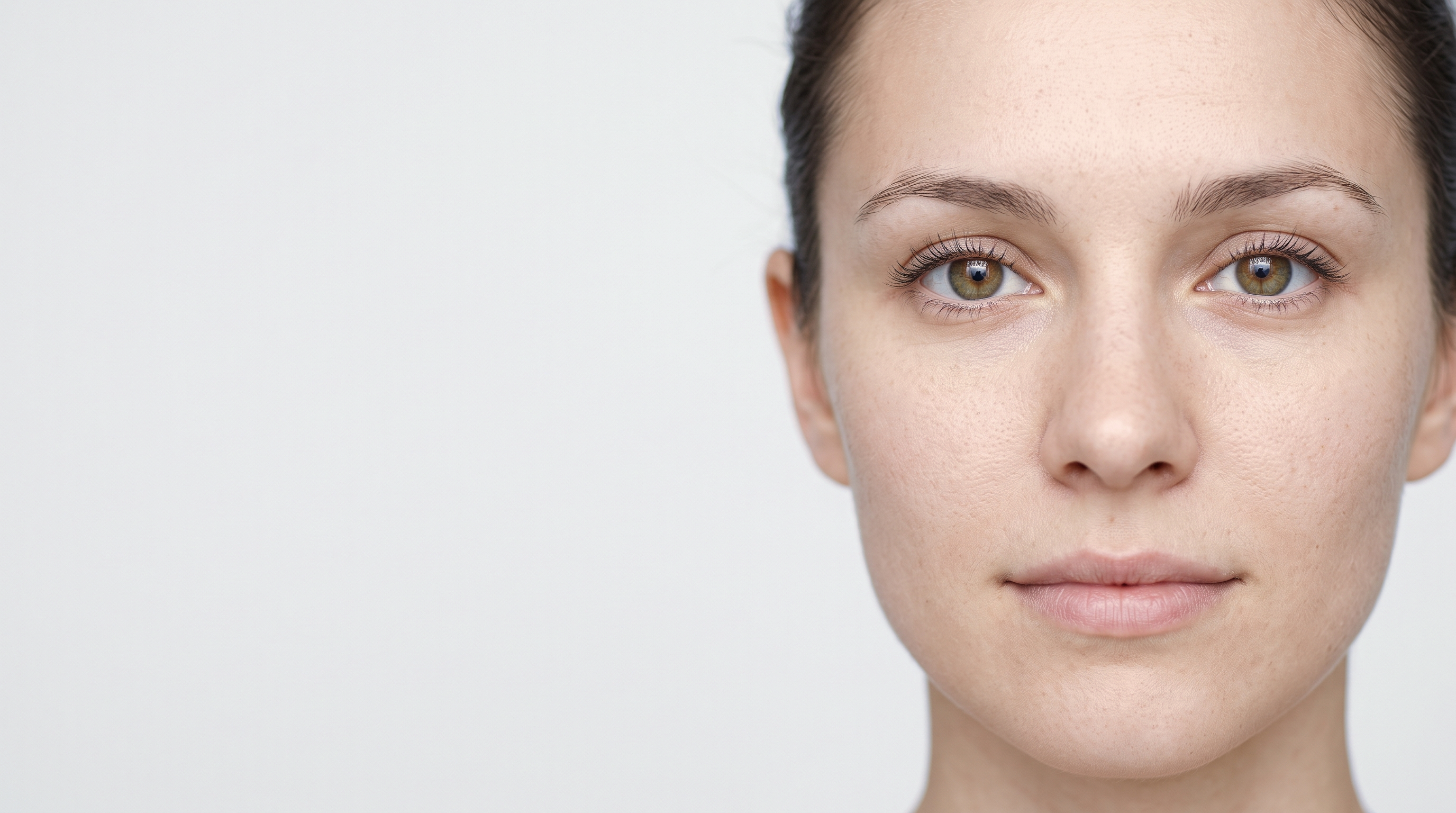 Close-up portrait of a woman with clear, open eyes (model image)